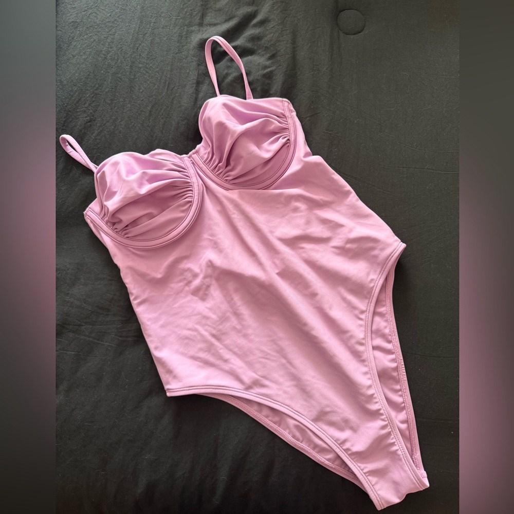 Cupshe Light Pink Ruched One Piece Swimsuit